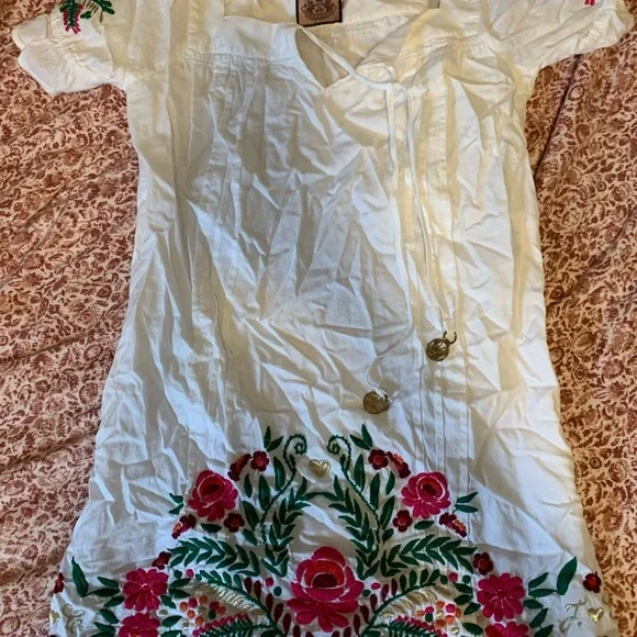 white Juicy Couture dress with floral embroidery